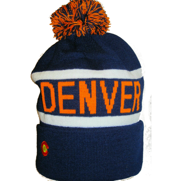 Denver Broncos Style Blue Orange Winter Beanie RMO HATS RMOHats
