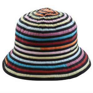 Rainbow Striped Bucket Sun Hat - Packable & Lightweight - RMOHATS